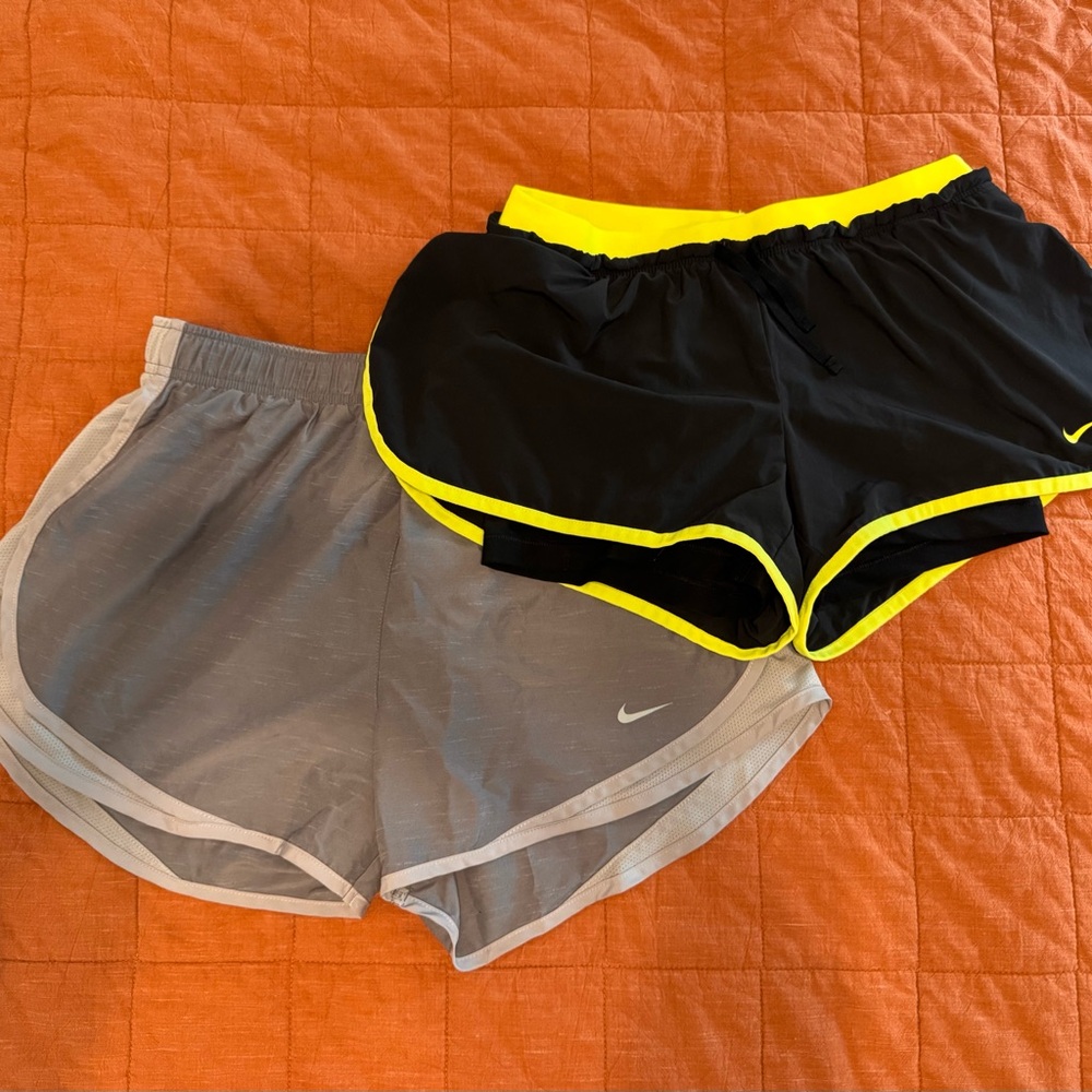Nike Women's Set of 2 Athletic Shorts - Black with Yellow and Gray